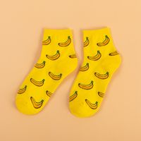 Women's Casual Solid Color Cotton Printing Crew Socks A Pair sku image 4