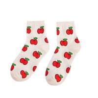 Women's Casual Solid Color Cotton Printing Crew Socks A Pair main image 6