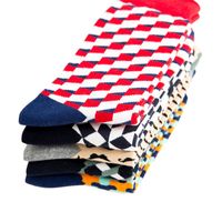 Unisex Casual Color Block Cotton Printing Crew Socks A Pair main image 3