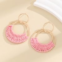 1 Pair Vacation Solid Color Braid Iron Drop Earrings main image 5