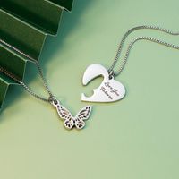 Romantic Letter Heart Shape Butterfly Stainless Steel Polishing Plating Rose Gold Plated Gold Plated Pendant Necklace main image 3