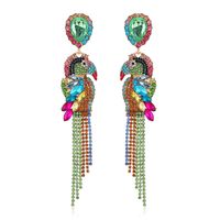 1 Paire Glamour Gland Perroquet Incruster Alliage Strass Boucles D'oreilles main image 2