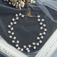 Simple Style Solid Color Imitation Pearl Women's Choker sku image 1