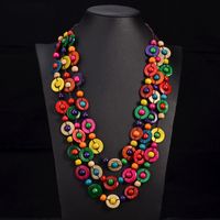 Ethnic Style Color Block Wood Patchwork Women's Necklace main image 6