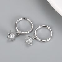 1 Paire Style Simple Star Incruster Argent Sterling Gemme Boucles D'oreilles main image 5