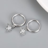 1 Pair Simple Style Star Inlay Sterling Silver Gem Drop Earrings sku image 1