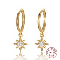1 Pair Simple Style Star Inlay Sterling Silver Gem Drop Earrings main image 3