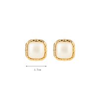 1 Pair Vintage Style French Style Geometric Plating Inlay Copper Artificial Pearls 18k Gold Plated Ear Studs sku image 1