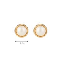 1 Pair Vintage Style French Style Geometric Plating Inlay Copper Artificial Pearls 18k Gold Plated Ear Studs sku image 2