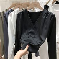 Women's Blouse Long Sleeve Blouses Casual Simple Style Simple Solid Color main image 10