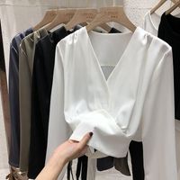 Women's Blouse Long Sleeve Blouses Casual Simple Style Simple Solid Color main image 1