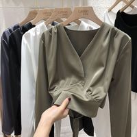 Women's Blouse Long Sleeve Blouses Casual Simple Style Simple Solid Color main image 4