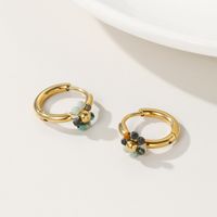 1 Pair Ig Style Simple Style Circle Flower Beaded Plating Stainless Steel 14k Gold Plated Earrings main image 6