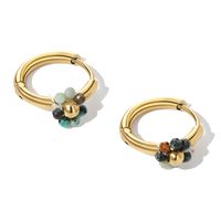 1 Pair Ig Style Simple Style Circle Flower Beaded Plating Stainless Steel 14k Gold Plated Earrings main image 2