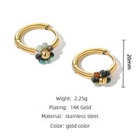 1 Pair Ig Style Simple Style Circle Flower Beaded Plating Stainless Steel 14k Gold Plated Earrings main image 3