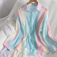 Women's Chiffon Shirt Long Sleeve Blouses Casual Colorful main image 2