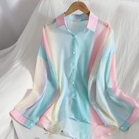 Women's Chiffon Shirt Long Sleeve Blouses Casual Colorful main image 8