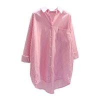 Women's Blouse Long Sleeve Blouses Pocket Washed Casual Simple Style Stripe main image 3