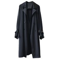 Women's British Style Solid Color Washed Button Double Breasted Coat Trench Coat main image 5