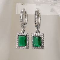 1 Pair Simple Style Commute Square Plating Inlay Copper Zircon 18k Gold Plated Drop Earrings main image 2