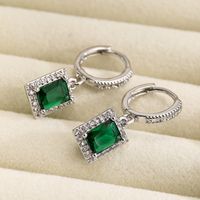 1 Pair Simple Style Commute Square Plating Inlay Copper Zircon 18k Gold Plated Drop Earrings main image 3