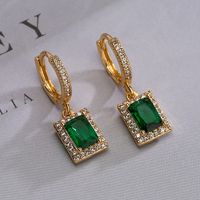 1 Pair Simple Style Commute Square Plating Inlay Copper Zircon 18k Gold Plated Drop Earrings main image 4