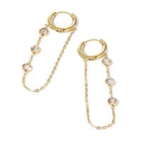 1 Pair Ig Style Round Tassel Plating Inlay Stainless Steel Zircon 14k Gold Plated Earrings sku image 1