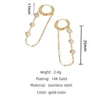 1 Pair Ig Style Round Tassel Plating Inlay Stainless Steel Zircon 14k Gold Plated Earrings main image 2