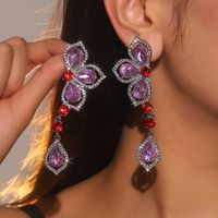 1 Pair Elegant Lady Petal Inlay Alloy Artificial Diamond Drop Earrings main image 1