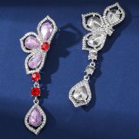 1 Pair Elegant Lady Petal Inlay Alloy Artificial Diamond Drop Earrings main image 2