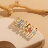 Simple Style Classic Style Round Flower Copper Asymmetrical Plating Inlay Zircon 14k Gold Plated Open Rings main image 7