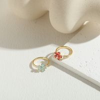 Simple Style Classic Style Round Flower Copper Asymmetrical Plating Inlay Zircon 14k Gold Plated Open Rings main image 8