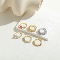 Simple Style Classic Style Round Flower Copper Asymmetrical Plating Inlay Zircon 14k Gold Plated Open Rings main image 6