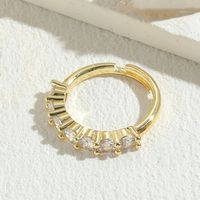 Simple Style Classic Style Round Flower Copper Asymmetrical Plating Inlay Zircon 14k Gold Plated Open Rings sku image 1