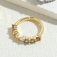 Simple Style Classic Style Round Flower Copper Asymmetrical Plating Inlay Zircon 14k Gold Plated Open Rings sku image 2