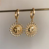 1 Pair Retro Sun Plating Metal Gold Plated Drop Earrings main image 5