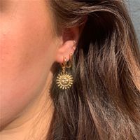 1 Pair Retro Sun Plating Metal Gold Plated Drop Earrings main image 3