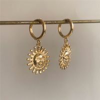 1 Pair Retro Sun Plating Metal Gold Plated Drop Earrings main image 4