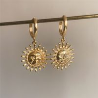1 Pair Retro Sun Plating Metal Gold Plated Drop Earrings main image 1
