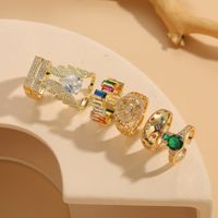 Elegant Classic Style Star Water Droplets Wings Copper Asymmetrical Plating Inlay Zircon 14k Gold Plated Open Rings main image 1