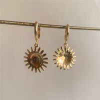 1 Paar Retro Sonne Überzug Metall Vergoldet Tropfenohrringe main image 2