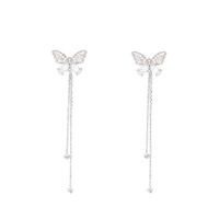 1 Pair Elegant Butterfly Plating Inlay Alloy Artificial Diamond Drop Earrings main image 3