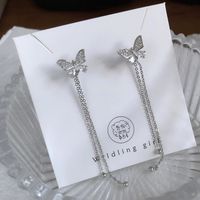 1 Pair Elegant Butterfly Plating Inlay Alloy Artificial Diamond Drop Earrings sku image 2