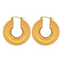 1 Pair Modern Style Round Plating Titanium Steel Hoop Earrings main image 4