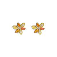 1 Paire Sucré Fleur Incruster Le Cuivre Cristal Strass Boucles D'oreilles main image 4