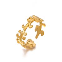 304 Stainless Steel 18K Gold Plated Modern Style Plating Leaf Open Rings main image 5