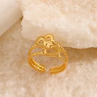 304 Stainless Steel 18K Gold Plated Sweet Plating Heart Shape Open Rings main image 6