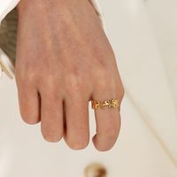 304 Stainless Steel 18K Gold Plated Modern Style Plating Leaf Open Rings main image 4