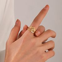 304 Stainless Steel 18K Gold Plated Sweet Plating Heart Shape Open Rings main image 3