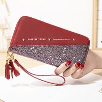 Women's Color Block Pu Leather Zipper Wallets sku image 1